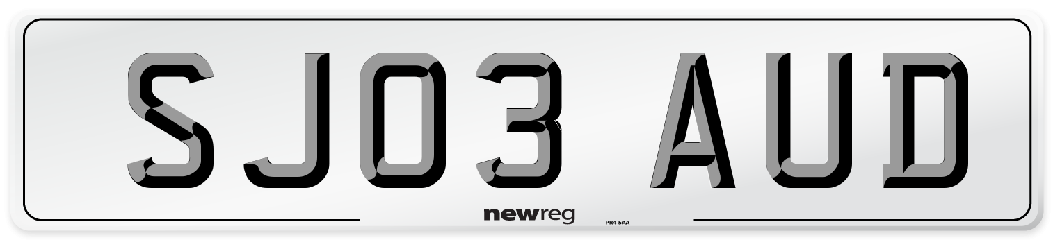 SJ03 AUD Number Plate from New Reg
